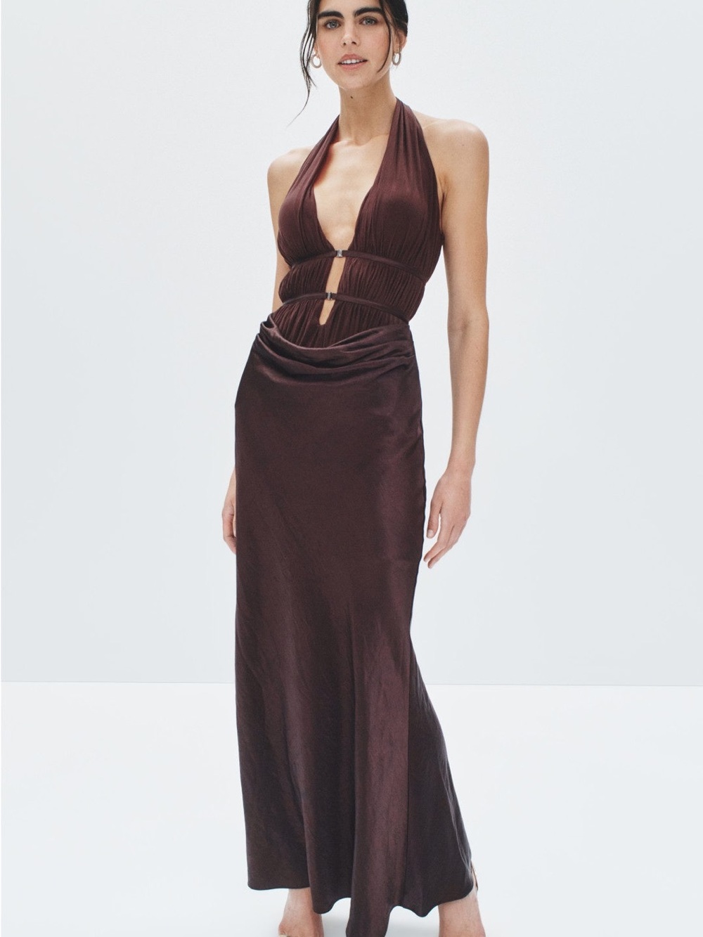 Mishka Brown Mesh Dress with Silver Clasp